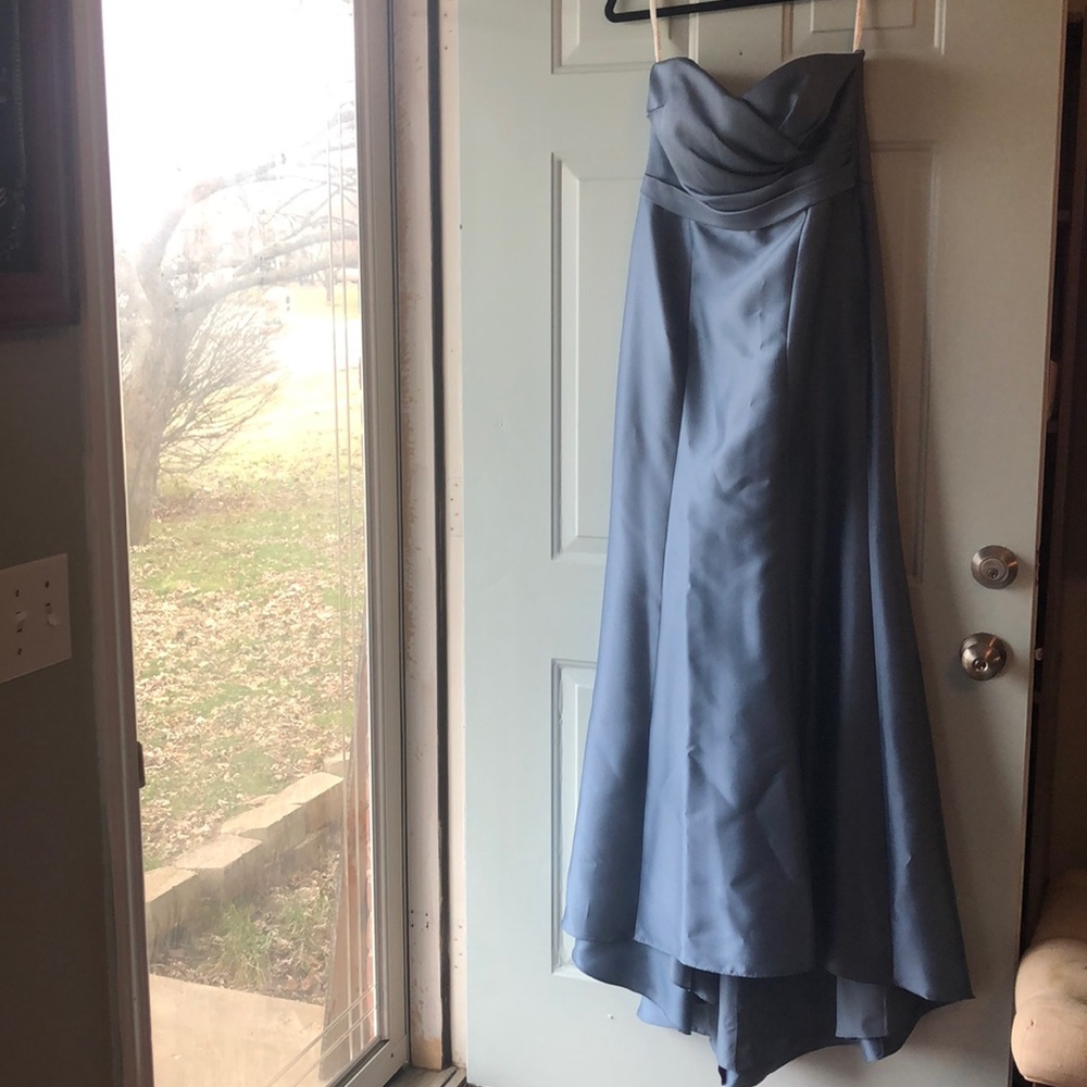 Steel blue David’s Bridal gown